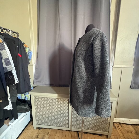 ZARA Womens Long Sleeve Three Button Sequin Knit Coat Gray Size Large - Picture 2 of 7